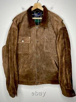 Polo Ralph Lauren XL XXL Brown Leather Jacket RRL Bomber Roughout Suede Trucker