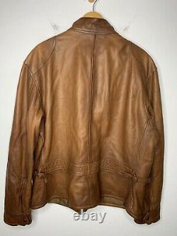 Polo Ralph Lauren XXL Southbury Brown Biker Cafe Racer Leather Jacket RRL Rugby