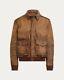 Polo Ralph Lauren Distressed Leather Bomber Jacket Mens Size Xxl