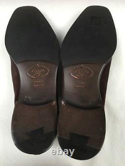 Prada Men's Brown Distressed Slip On Shoes Size 8.5 Uk Made In Italy