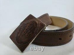Prada Men's Size 38 Brown Leather Belt Distressed Leather Casual