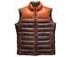 Puffer Vest Leather Down Vest Two-tone Distressed Brown Leather Puffer Jacket