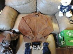 RALPH LAUREN POLO Distressed SUEDE Jacket LARGE -MSRP-795.00