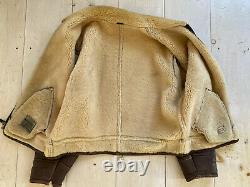 RARE Sawyer of Napa Distressed Lambskin Leather Shearling Bomber Jacket Coat XL