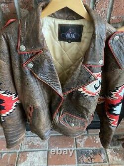 RARE VINTAGE VOLCANO Leather, Lined Motorcycle Jacket Size XL
