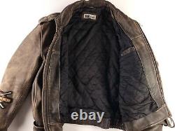 RARE Vintage Authentic Pearl Image Wear distressed leather jacket size Large
