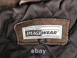 RARE Vintage Authentic Pearl Image Wear distressed leather jacket size Large