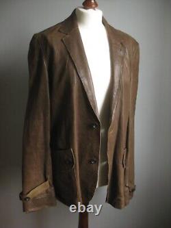 REISS LEATHER JACKET 38 40 distressed blazer soft real mens military western