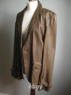 REISS real LEATHER JACKET 38 40 distressed blazer soft mens military western
