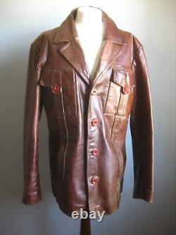 RIVER ISLAND LEATHER JACKET trucker distressed large 42 44 mens real fight club