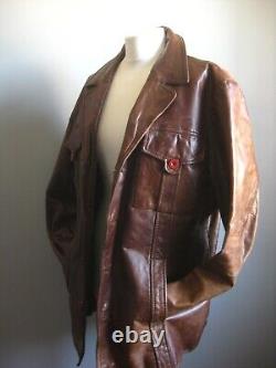 RIVER ISLAND LEATHER JACKET trucker distressed large 42 44 mens real fight club