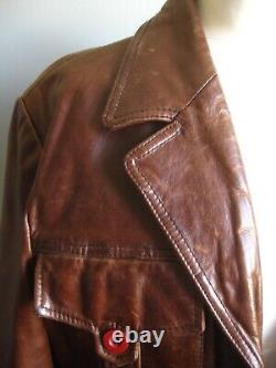 RIVER ISLAND LEATHER JACKET trucker distressed large 42 44 mens real fight club
