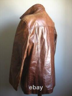 RIVER ISLAND LEATHER JACKET trucker distressed large 42 44 mens real fight club