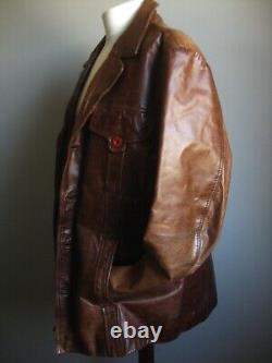 RIVER ISLAND LEATHER JACKET trucker distressed large 42 44 mens real fight club