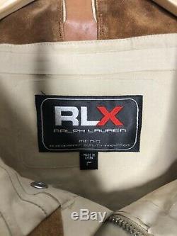 RLX Ralph Lauren Large Brown Jacket Leather Distressed Ski Sport Polo RRL Coat
