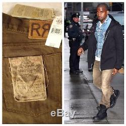 RRL Denim Jeans Slim Bootcut Golden Brown Famous by Kanye West fits 32 x 30