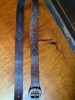 RRL Double RL Ralph Lauren Distressed Studded Leather Western Belt-MEN- Size 36