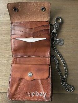 RRL Ralph Lauren Distressed Leather Biker Chain Brown Ryder Wallet New Sold Out