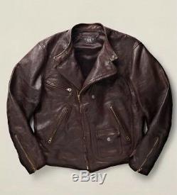 RRL Ralph Lauren Distressed Leather Jacket Cowboy X-Large Brown VTG Ranch Rugged