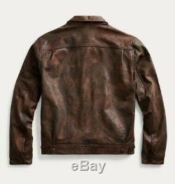 RRL Ralph Lauren Distressed Motorcycle Denim Modeled Leather Jacket Men's S