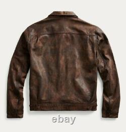 RRL Ralph Lauren Distressed Motorcycle Leather Jacket Men's Medium M