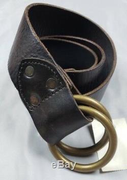 RRL Ralph Lauren Double RL Vintage Distressed Italy O Ring Brown Leather Belt 28