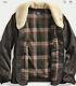 Rrl Ralph Lauren Large Brown Leather Jacket Polo Shearling Fur Coat Xl Hunting