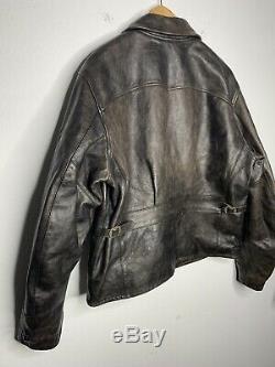 RRL Ralph Lauren Large Morrow Distressed Brown Leather Jacket Cowboy VTG Polo RL