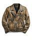 Rrl Ralph Lauren Leather Moto Motorcycle Distressed Leather Jacket Men's Small S
