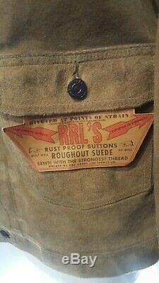 RRL Ralph Lauren Roughout Suede Leather Jacket Double RL Size Medium