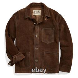 RRL by Ralph Lauren Roughout Suede Jacket Distressed Brown