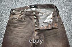 Ralph Lauren Double RRL Brown Selvedge Denim Cinch Back Carpenter Jeans W29 L34