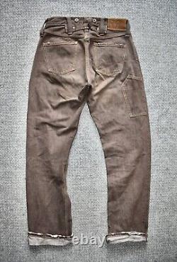 Ralph Lauren Double RRL Brown Selvedge Denim Cinch Back Carpenter Jeans W29 L34