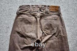 Ralph Lauren Double RRL Brown Selvedge Denim Cinch Back Carpenter Jeans W29 L34