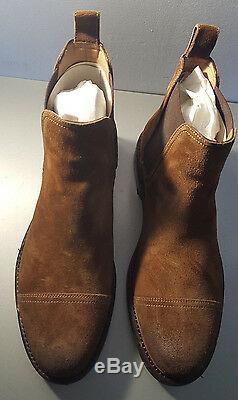 Ralph Lauren Mosley II Brown Snuff Distressed Suede Boot Made In Italy