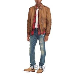 Ralph Lauren Polo Brown Distressed Leather Flight Bomber Jacket New $998