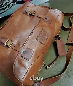 Ralph Lauren Proprietor Distressed Brown Leather Mens Briefcase/messenger Bag