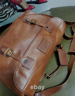 Ralph Lauren Proprietor Distressed Brown Leather Mens Briefcase/messenger Bag