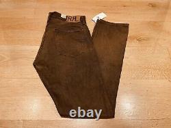 Ralph Lauren RRL Slim Fit Distressed Brown Jeans Jean 26x32 New RRP £325