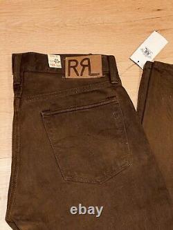 Ralph Lauren RRL Slim Fit Distressed Brown Jeans Jean 30x32 New RRP £325
