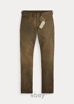 Ralph Lauren RRL Slim Fit Distressed Brown Jeans Jean 33x32 New RRP £325