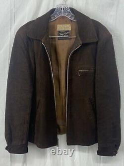 Rare 40s Vintage Menlo Leather Jacket Micro Suede Medium Not RRL Motorcycle
