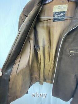 Rare 40s Vintage Menlo Leather Jacket Micro Suede Medium Not RRL Motorcycle
