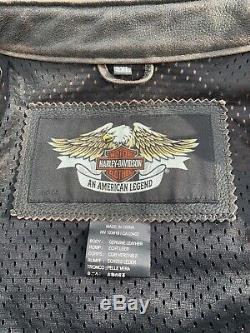 Rare Harley Davidson Mens ROADWAY Distressed Brown Leather Jacket 2XL 98002-11VM