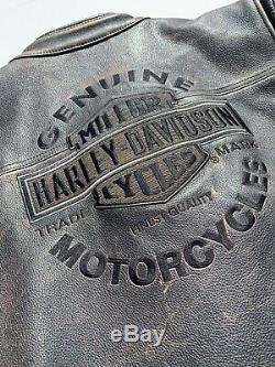 Rare Harley Davidson Mens ROADWAY Distressed Brown Leather Jacket 2XL 98002-11VM