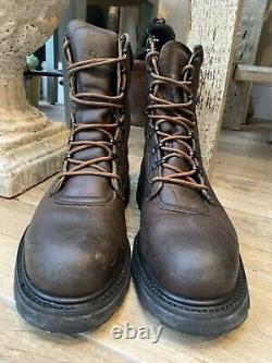 Rare Redwing Boots Vintage/unworn Distressed Wax Coated Brown Leather Red Wing 9