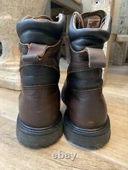 Rare Redwing Boots Vintage/unworn Distressed Wax Coated Brown Leather Red Wing 9