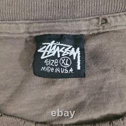 Rare Vtg 1992 Stussy Tribe Shirt Brown Faded Men Large DISTRESSED Single Stitch