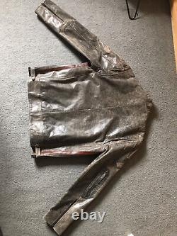 Real Leather Biker Jacket Size XL Distressed Look Heeli Exclusive