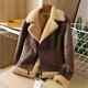 Real Leather Mens Distressed Brown Shearling Fur Bomber Aviator Sheepskin Jacket